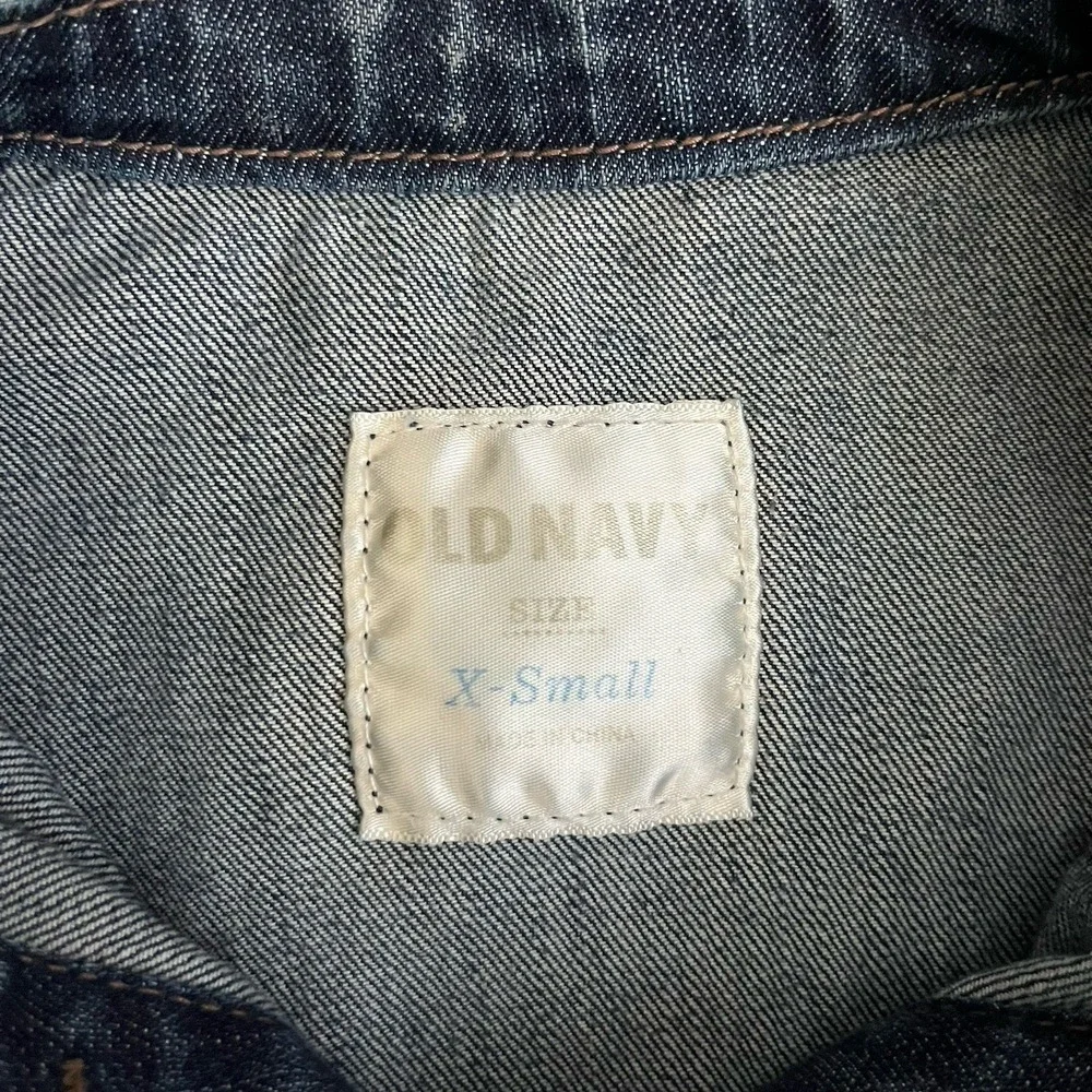 Old Navy  jean jacket womens XS Trucker‎ medium dark stretch denim Old School - Picture 3 of 12